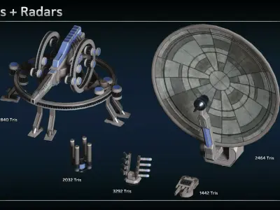 Scifi Modular Turrets II Low-poly 3D model