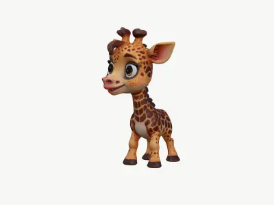 High-Quality Realistic Cute Cartoon Giraffe 3D model