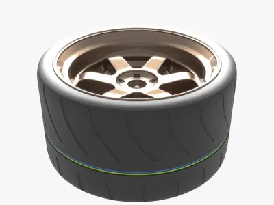 Wheel TE37v  Low-poly 3D model
