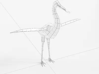 Crane bird low poly 3d model Low-poly 3D model