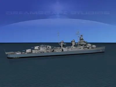 Fletcher Class Destroyer DD-661 USS Kidd 3D model