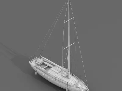 Sailboats and Yacht Collection Pack - 4 Lowpoly 3D Models Low-poly 3D model