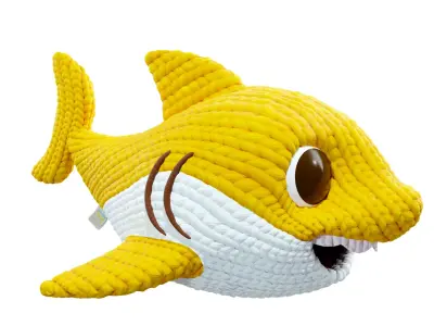 Knitted doll baby shark 3D model