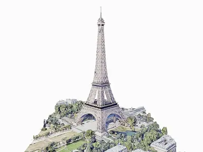 Eiffel Tower Low-poly 3D model