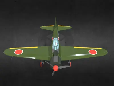 Mitsubishi A6M Zero Low-poly 3D model