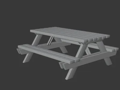 Outdoor Wooden Picnic Table Low-poly 3D model