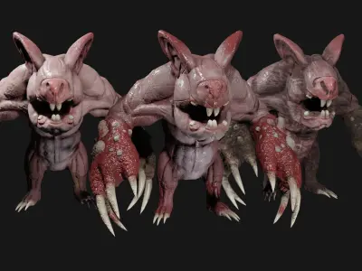 Mole mutant Low-poly 3D model