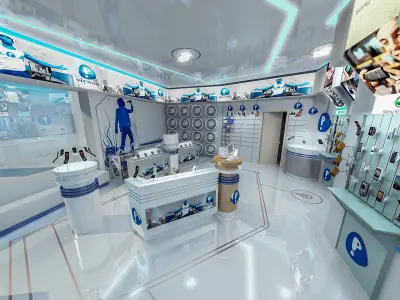 Mobile Phone Shop Interior 01 Low-poly 3D model