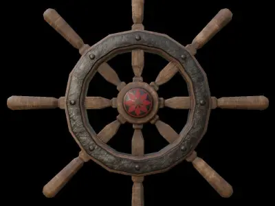 Old ship Tiller Free low-poly 3D model