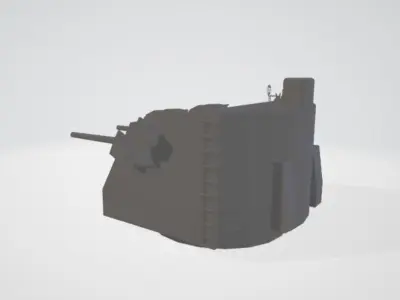 US AMERICAN 127MM TWIN AA ANTI AIRCRAFT GUN  Low-poly 3D model