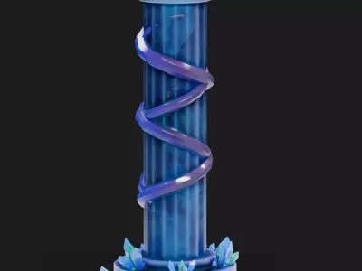 Stylized Crystal Light Pillar Low-poly 3D model