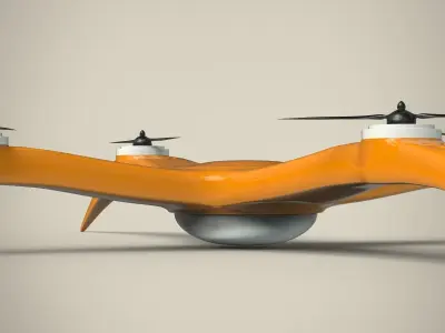 Drone orange flying 3D model