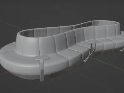 Public Bench Modern Low-poly 3D model