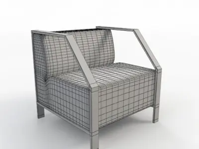 Sofa lounge chair with fabric and metal frame Free 3D model