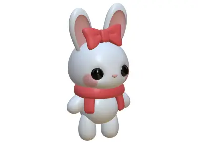 Rabbit with bow and scarf 3D model
