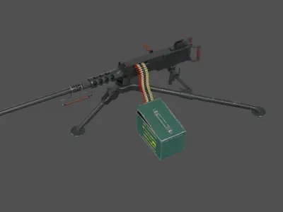 browning m2 machine gun pbr Low-poly 3D model