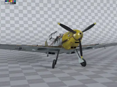 Messerschmitt BF109 German Fighter Airplane North Africa V2 3D model