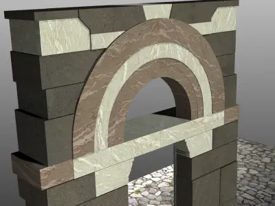 Medieval Romanic Style Portal no 3 Low-poly 3D model