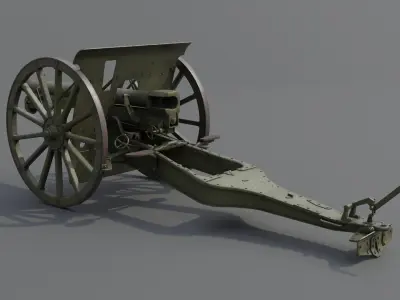 Type 38 Kai 75 mm field gun Low-poly 3D model
