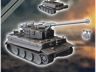 Panzer VI Tiger Ausf E Bergetiger heavy engineering tank - minia 3D print model