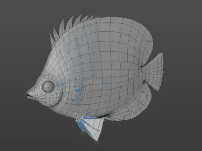 Bluecheek Butterflyfish Low-poly 3D model