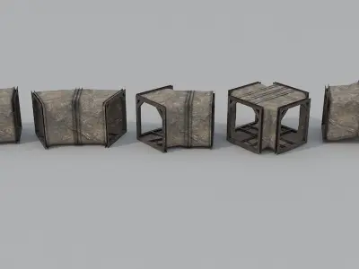 Modular Low Poly PBR Underground Mine Low-poly 3D model