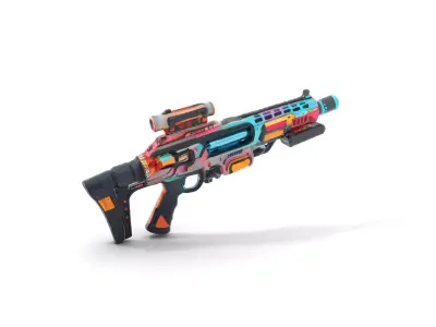 Neon Blaster Rifle model pack Low-poly 3D model