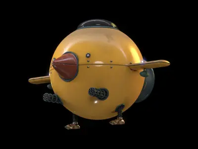 Cute gun chicken Low-poly 3D model