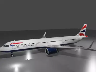 British airways airbus a321neo 3d model Low-poly 3D model