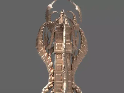 Dantes Spine Tower Obelisk  Low-poly 3D model