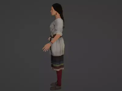 Native American Woman Low-poly 3D model