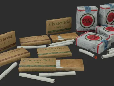 US Cigarettes WWII Low-poly 3D model