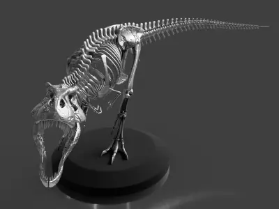 Silver T-Rex Skeleton - Prehistoric Dinosaur Fossil 3D model