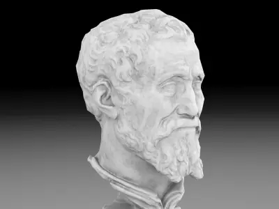 Michelangelo Buonarroti head sculpture Low-poly 3D model