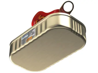 Detailed Opened Sardines Tin Can 3D model