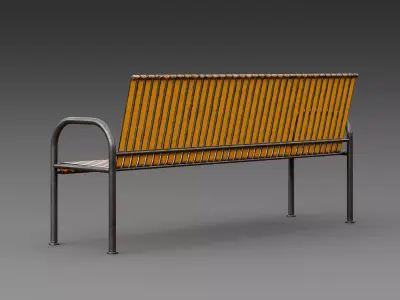 Rustic orange bench 3D model