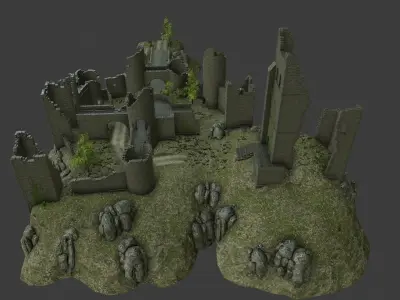 Castle Ruins Low-poly 3D model