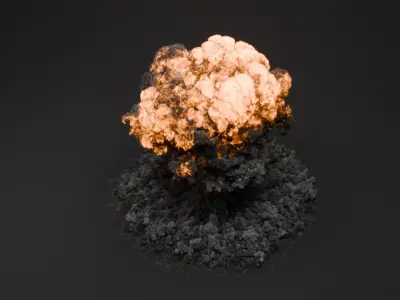 Massive Fire Explosion Effect VDB For Blender 3D model
