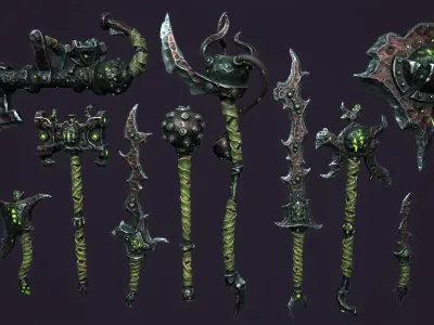 Fantasy brute weapons Low-poly 3D model