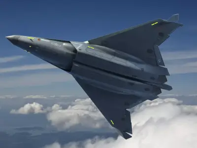 China SAC J50 sixth-generation stealth fighter Low-poly 3D model