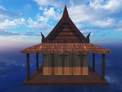 Thai traditional house 05 Low-poly 3D model Low-poly 3D model