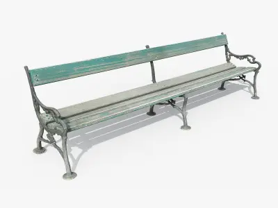 Garden Bench Wood Low-poly 3D model