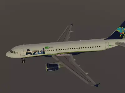 Azul airlines airbus a320-214 low poly 3D Model  Low-poly 3D model