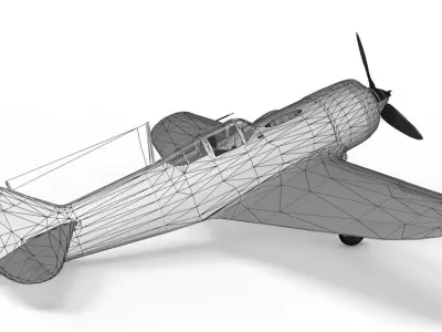 LA-5FN WWII Soviet Fighter Aircraft Low-poly 3D model Low-poly 3D model