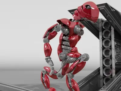 ROBOT DINOSAUR RIGGED AND ANIMATED Low-poly 3D model