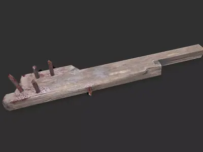 Nailed Plank Melee Weapon Low-poly PBR Free Free low-poly 3D model