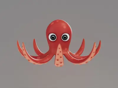 Rigged Cartoon Octopus 3D model