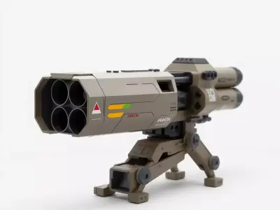 Futuristic Artillery Cannon Model Pack Low-poly 3D model