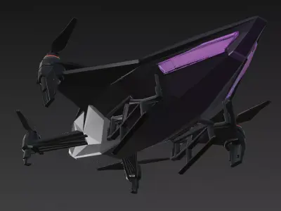 Purple Futuristic Drone Model Low-poly 3D model