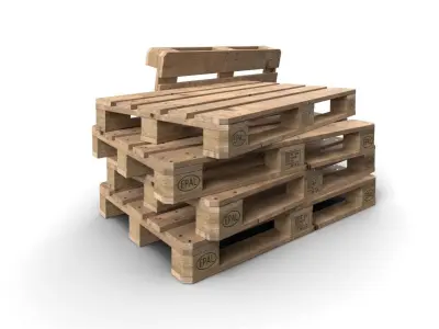 Europalette wooden pallets Low-poly 3D model